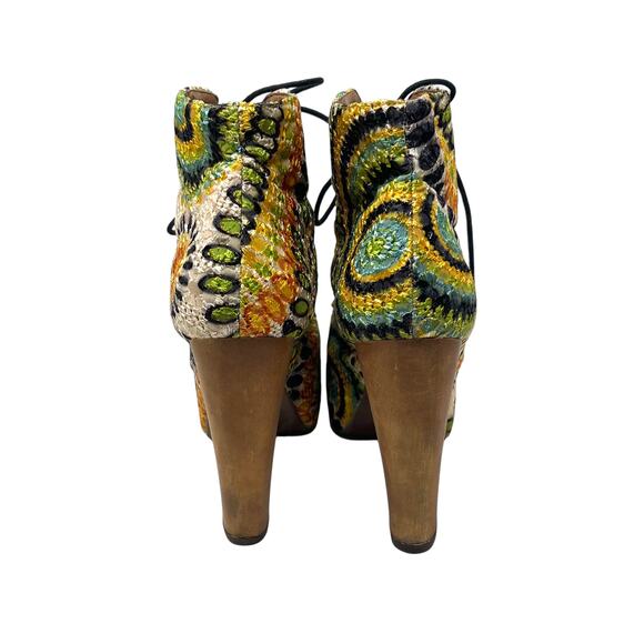 Jeffrey Campbell Lita Boots - Retro 70s Platform Booties - Embroidery - Size 8.5 - Picture 4 of 7